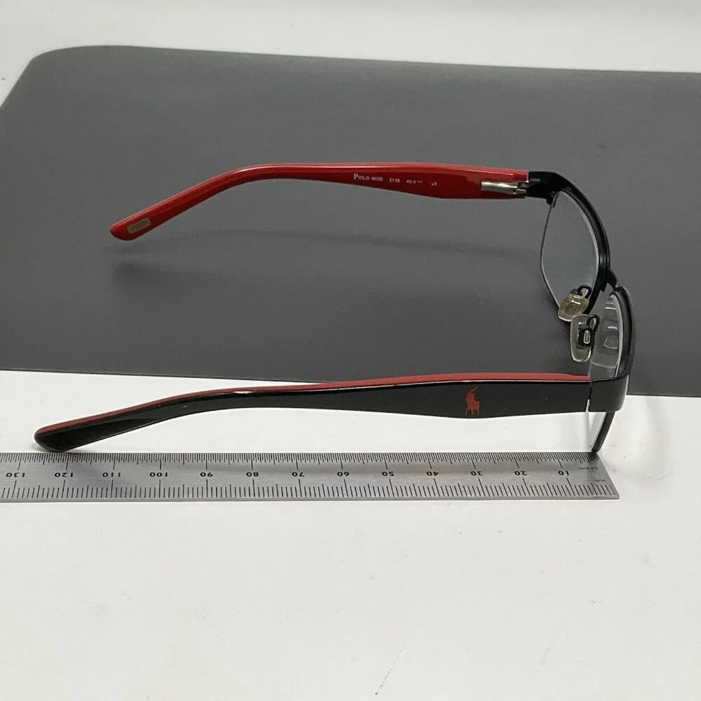 Polo Ralph Lauren 8036 3136 Black Red Rectangle Kids Eyeglasses Frames 46-15 125